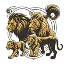  lion and lioness with 4 cubs below tattoo design idea