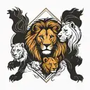  lion and lioness with 4 cubs below tattoo design idea
