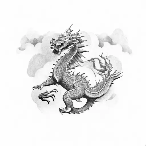 Floating in the air bear and dragon  tattoo design idea
