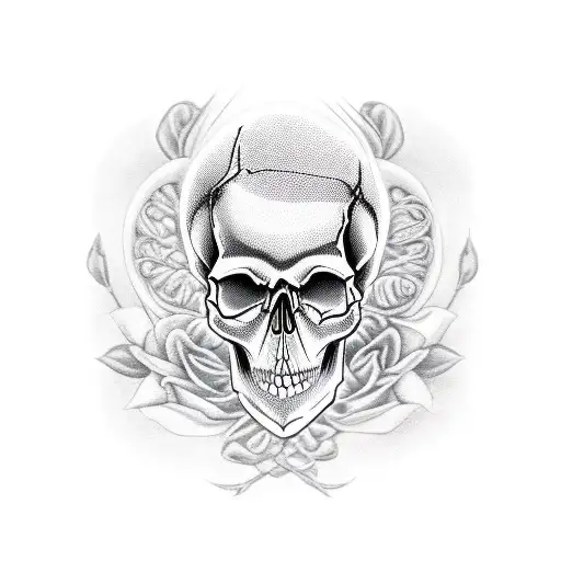 Skull blended with a human heart tattoo design idea