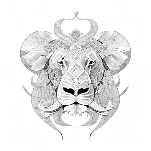 Lion + Elephant tattoo design idea