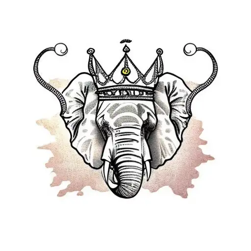 Africa continent with elephant's head with a crown in it tattoo design idea