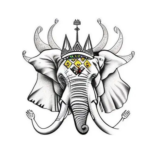 Africa with elephant's head with a crown in it tattoo design idea