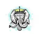 Africa with elephant's head with a crown in it tattoo design idea