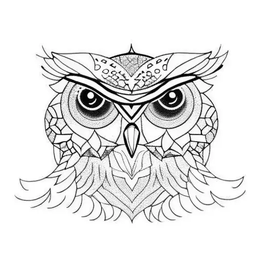 Owl With Geometric patterns around it tattoo design idea