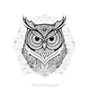 Owl With Geometric patterns around it tattoo design idea