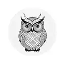 Owl With Geometric patterns around it tattoo design idea