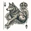 wolf moon jack of clubs playing card tattoo design idea