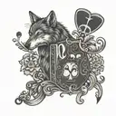 wolf moon jack of clubs playing card tattoo design idea