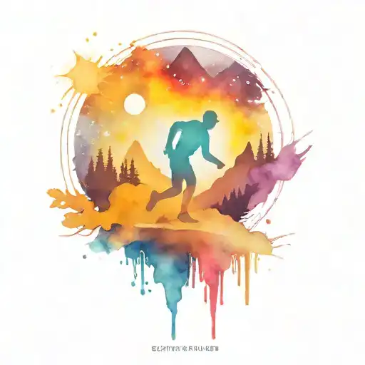 gluten free triathlete backcountry hiking and starry sky tattoo design idea