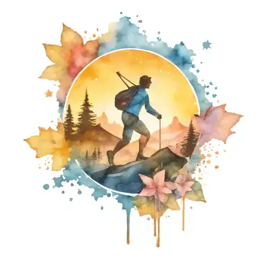 gluten free triathlete backcountry hiking and starry sky tattoo design idea
