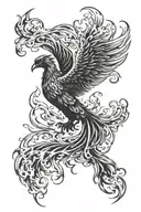 phoenix rising from flames tattoo design idea