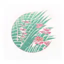 A traditional Japanese design featuring a crane between ferns and peonies tattoo design idea