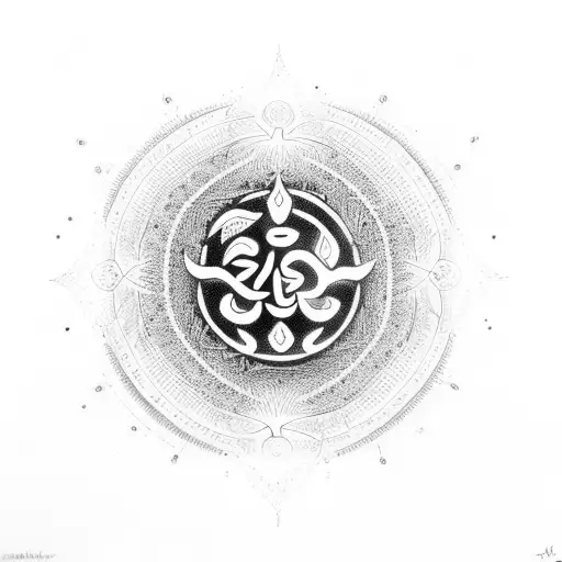 Om symbol with neon colors tattoo design idea