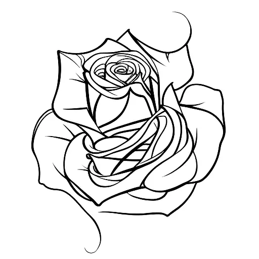 A minimalist tattoo of a rose with each petal representing a different member of One Direction tattoo design idea