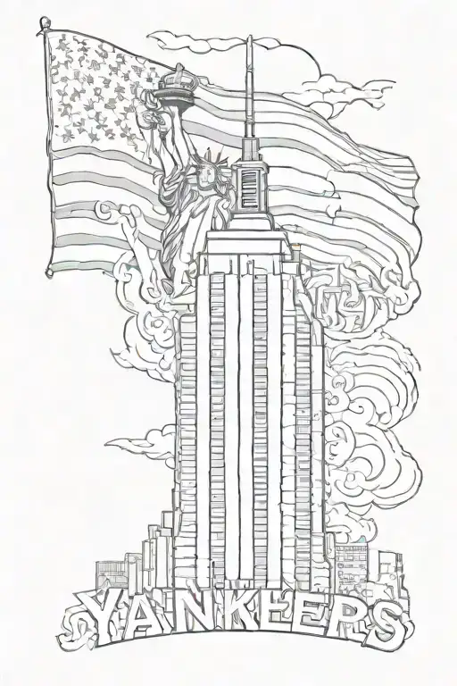 Yankees logo with the twin towers combined, 9/11 never forget below tattoo design idea