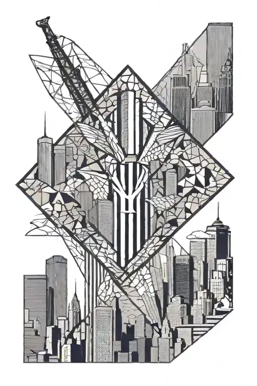 Yankees logo combined with the twin towers 9/11 never forget tattoo design idea