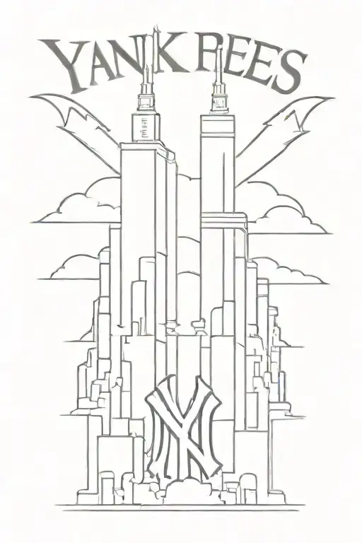 Yankees logo with the twin towers combined, 9/11 never forget below tattoo design idea