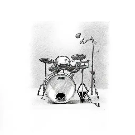 Musical instruments: metallica guitar, saxophone  and drums  tattoo design idea