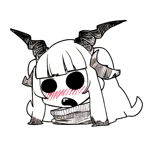 horned skull with open mouth tattoo design idea