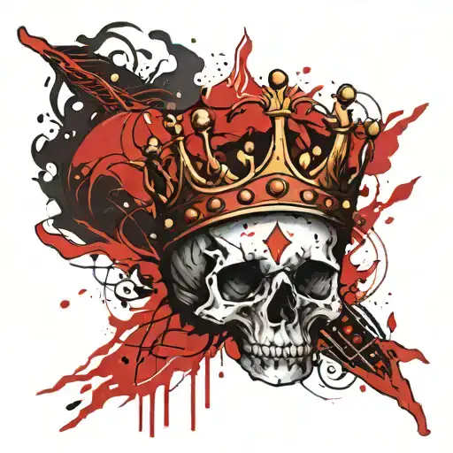 black crown with fire around it  tattoo design idea