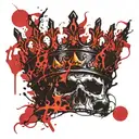 black crown with fire around it  tattoo design idea