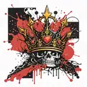 black crown with fire around it  tattoo design idea