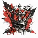black crown with fire around it  tattoo design idea
