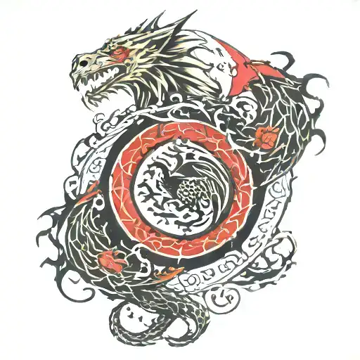 combination of the Targaryen and Stark sigils  tattoo design idea