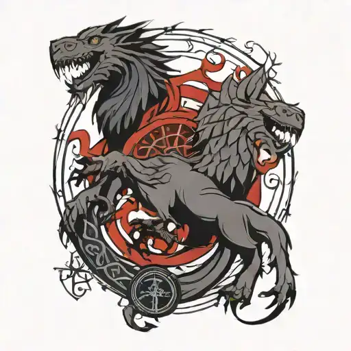 combination of the Targaryen and Stark sigils  tattoo design idea