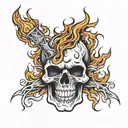 Flaming skull tattoo design idea