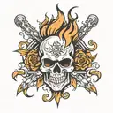 Flaming skull tattoo design idea