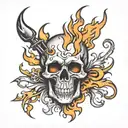 Flaming skull tattoo design idea