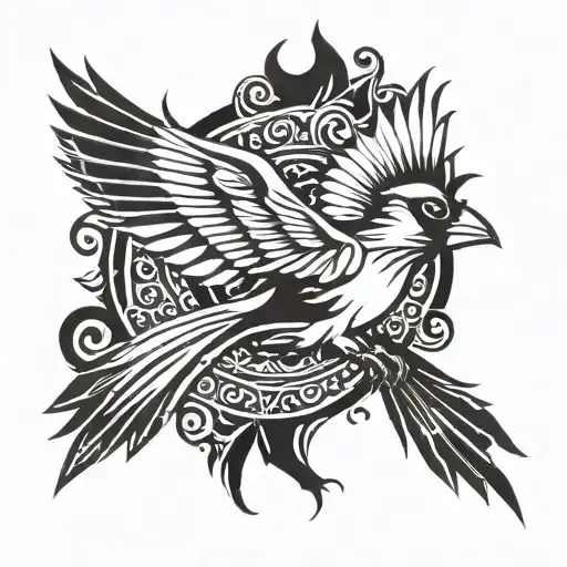 cardinal flying tattoo design idea
