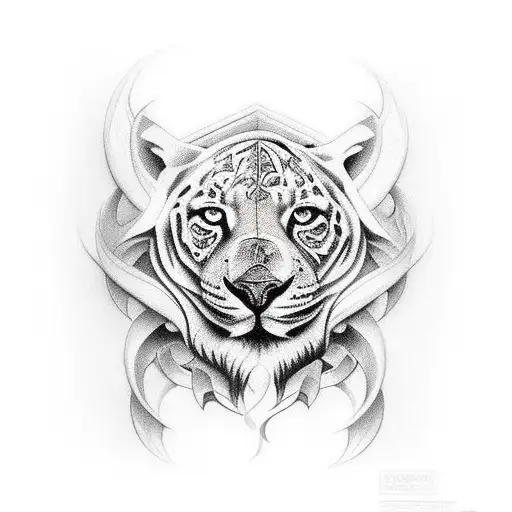 Leão com coroa de espinhos  tattoo design idea