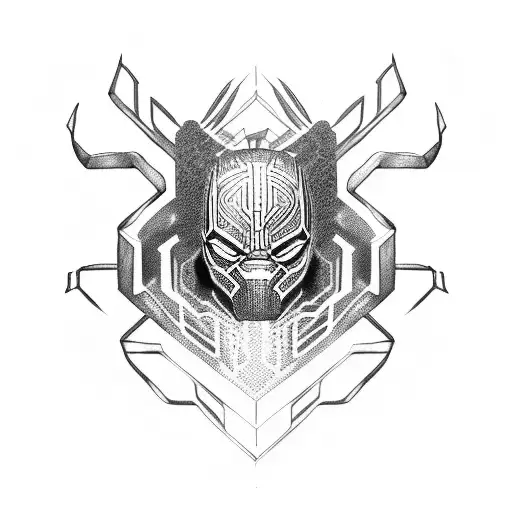 crawling black panther fighting snake tattoo design idea