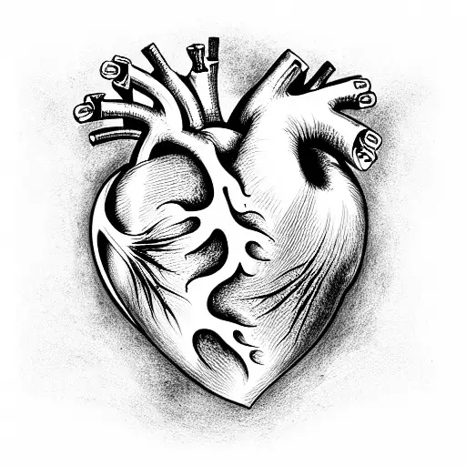 Human Heart with warrior in middle tattoo design idea