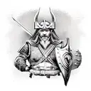 Real Heart, with viking warrior holding shield in the middle tattoo design idea