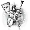 Real Heart, with viking warrior holding shield in the middle tattoo design idea