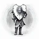 Real Heart, with viking warrior holding shield in the middle tattoo design idea