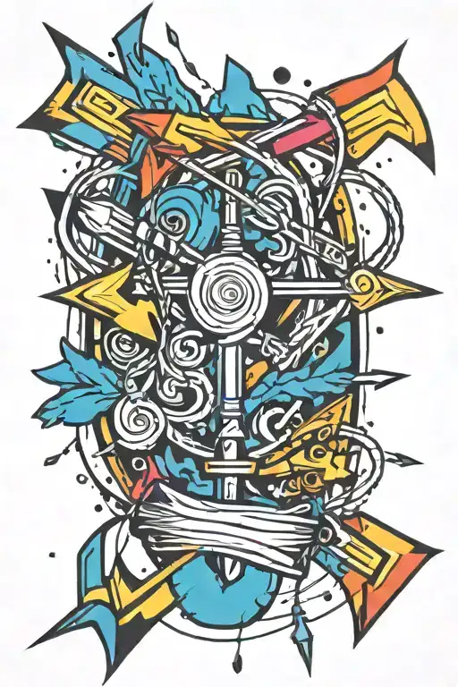 Lighting arrows and bow  tattoo design idea