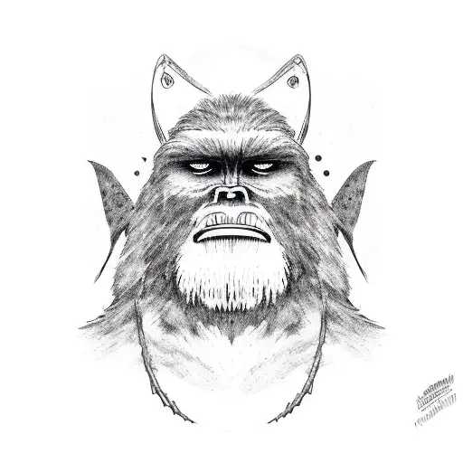 Bigfoot and mothman  and chupacabra and flying saucer  tattoo design idea
