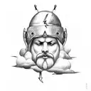 Zeus full body in the clouds with lightning tattoo design idea