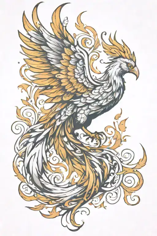Symbol of Rebirth: The phoenix is ​​a classic symbol of rebirth and overcoming. It rises from its own ashes, tattoo design idea