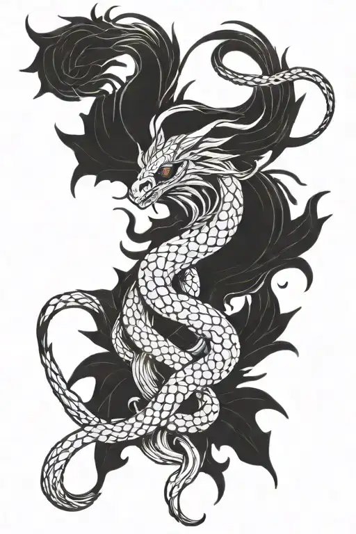phoenix grabbing a snake by the neck tattoo design idea