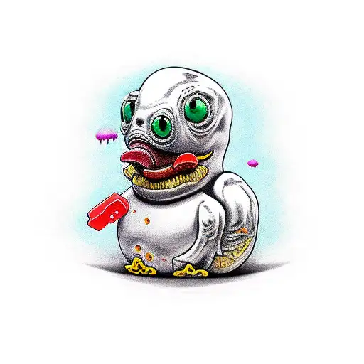 rubber duck zombie tattoo design idea