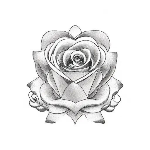 A delicate blackwork tattoo of a heart-shaped flower bouquet with the initials 'J' intertwined within the stems. tattoo design idea