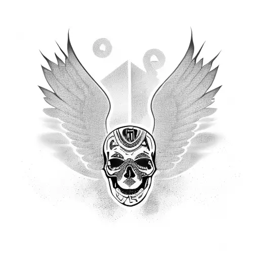 airborne skull and wings tattoo design idea
