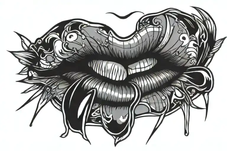 sexy lips tattoo design idea