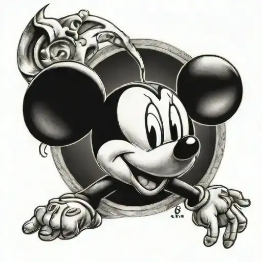 mickey mouse Capricorn symbol tattoo design idea